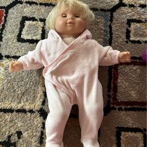 Plush Baby Doll (Jill) in Soft Pink Hooded Outfit